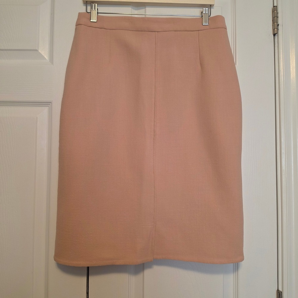 Mila Schon Wool Crepe Pencil Skirt Dusty Rose Pink Size 8/44 Made in Italy